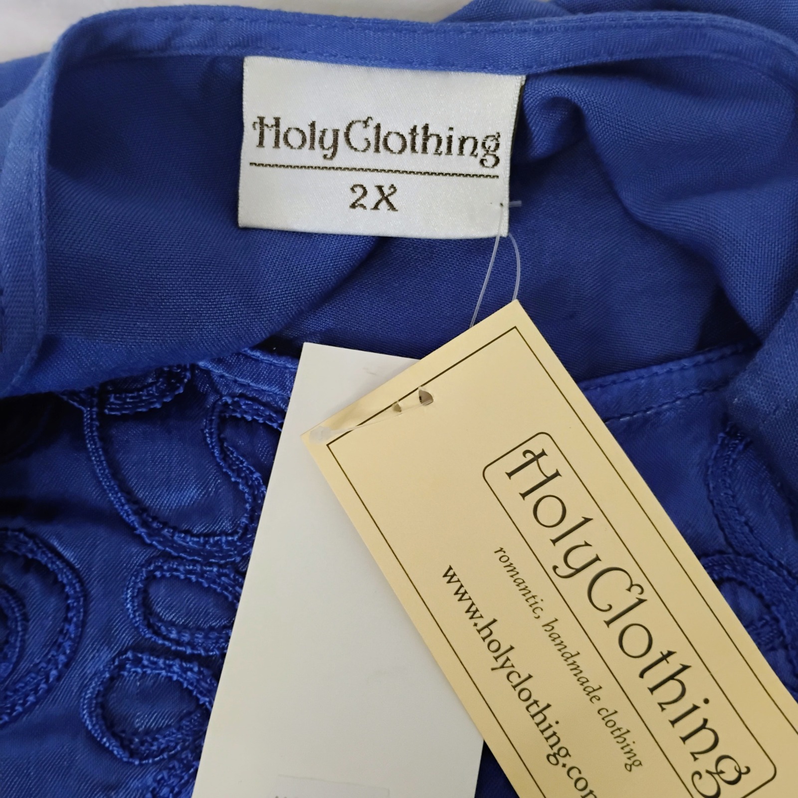 Holy Clothing Nwt Blue Embroidered Tunic Blouse 2x Renaissance Whimsigoth Fairy — image 7 of 8